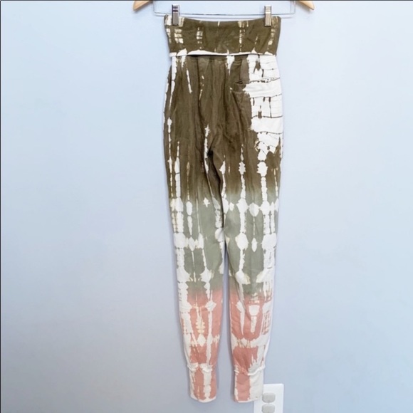 Young fabulous & broke olive green white & blush ombré groove pants small NWT